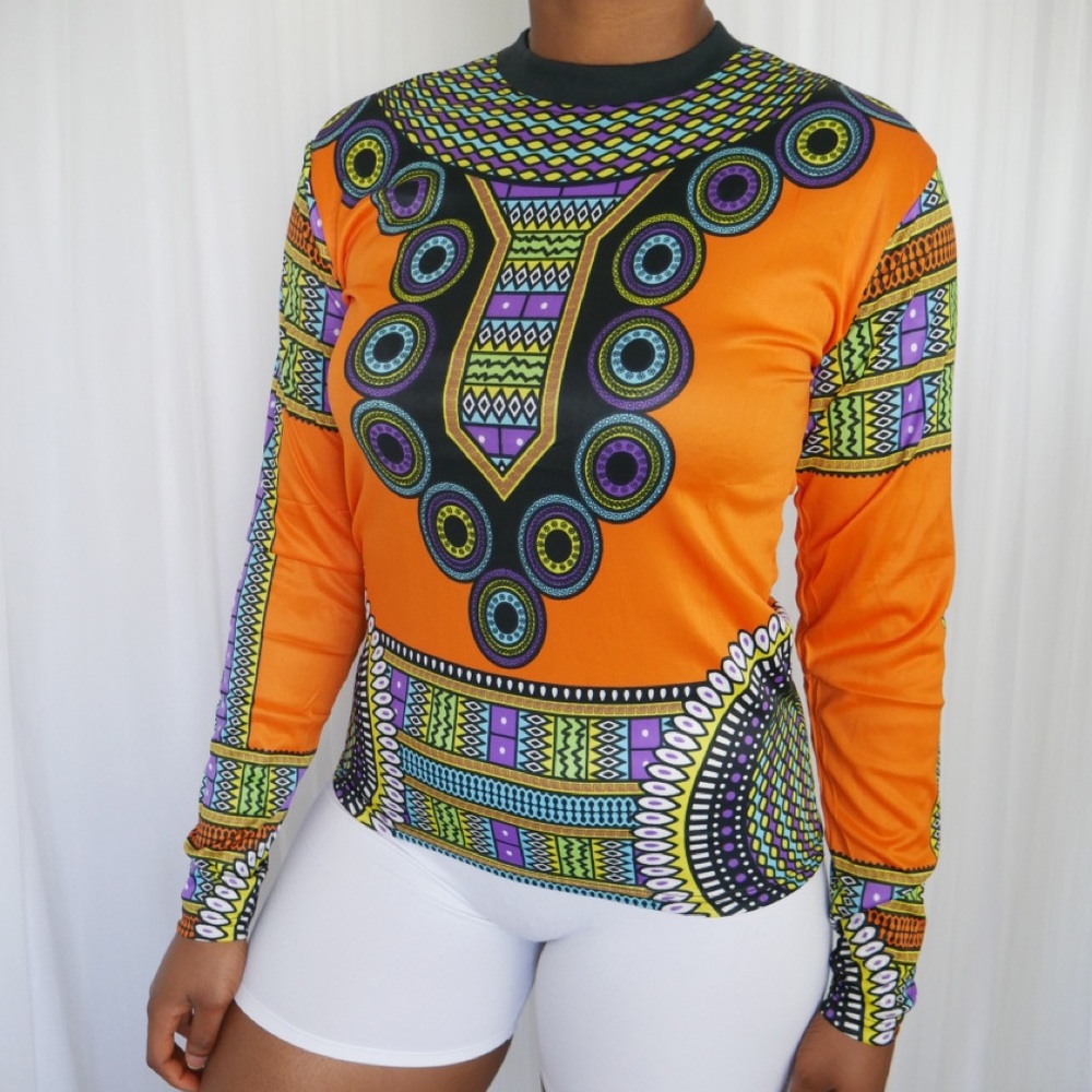 African Dashiki Jersey UNISEX - Orange